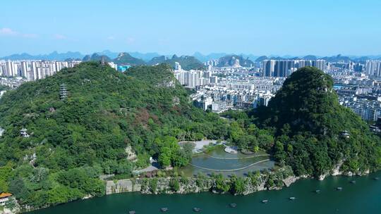 广西柳州城市风光航拍柳江风景