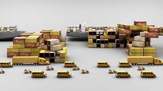 货运与集装箱概念动画3d渲染