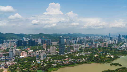 深圳南山华侨城大厦湿地公园蓝天白云延时