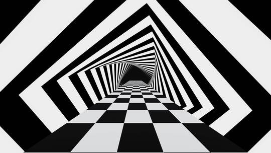 带旋转方块的黑白光学幻觉检查器路