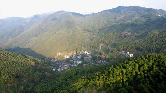 杭州富阳安顶山山村风景航拍