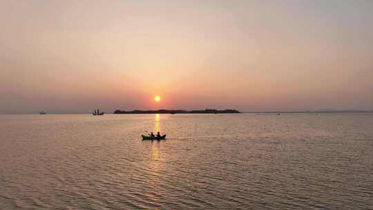 【4K】江苏苏州吴江太湖新城湖面夕阳