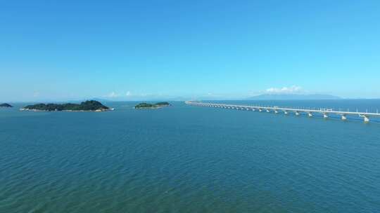 4K港珠澳大桥蜿蜒海上巨龙航拍