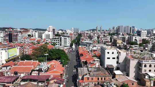 航拍福建省泉州市鲤城区西街街道景观