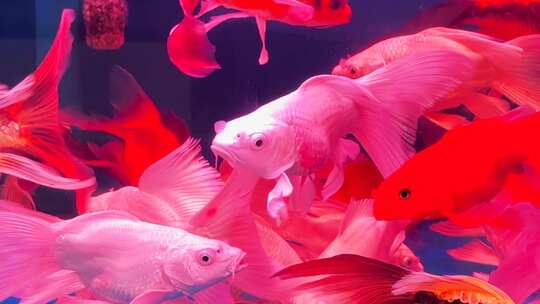 鱼群生物在水族缸中游动高饱和度