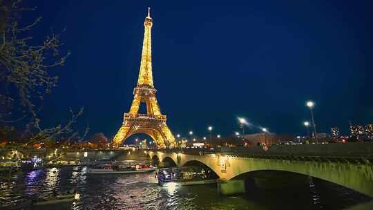 法国 巴黎 埃菲尔铁塔 塞纳河视频素材模板下载