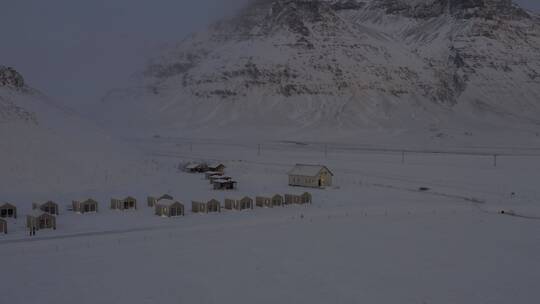 4K冰岛雪山雪地北极圈瀑布航拍