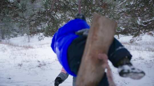 雪，假期，秋千，女人