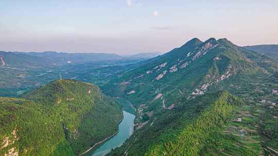 8K湘西茅岩河峡谷河流祖国风光航拍延时