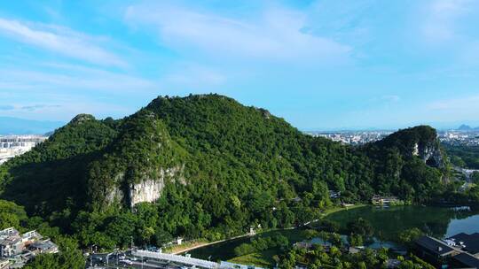 桂林山水自然风光风景航拍穿山塔山公园