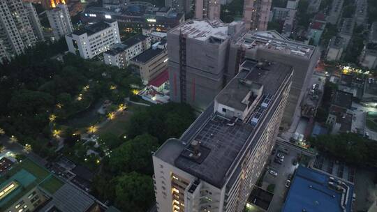 上海第六人民医院傍晚航拍