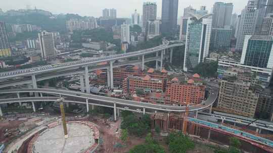 重庆渝中区城市建筑航拍视频素材模板下载