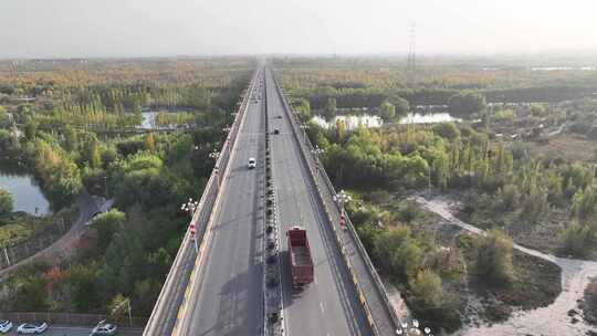 伊宁河大桥航拍视频素材模板下载
