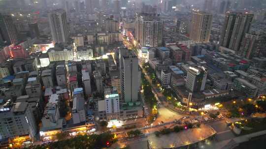 4k航拍湖南省衡阳市湘江夜景