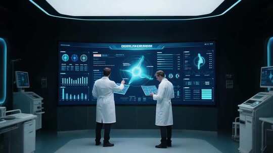 医生于科技感室内查看数据