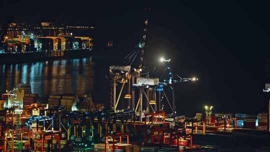 盐田港夜景港口货运码头贸易物流C0114