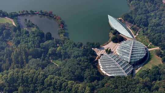 航拍南京玄武湖和南京植物园