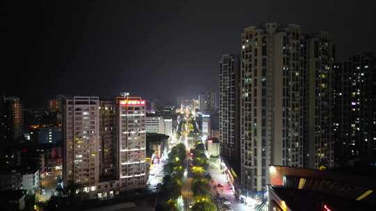 航拍广西钦州城市夜景