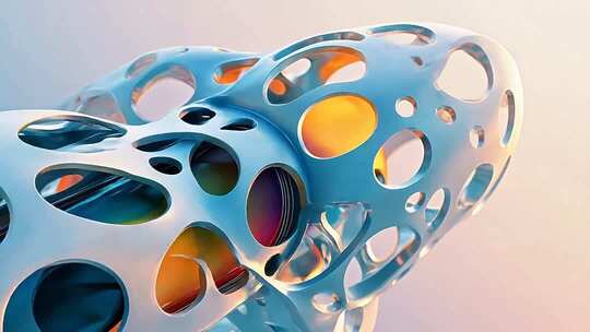 3D渲染抽象孔洞结构素材