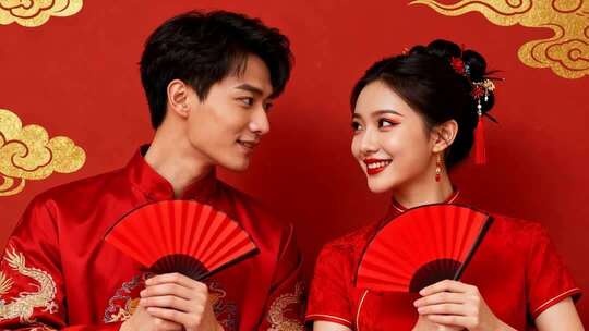 新年情侣温馨浪漫家庭家人春节人物