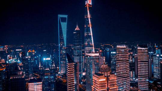 上海陆家嘴夜景延时摄影
