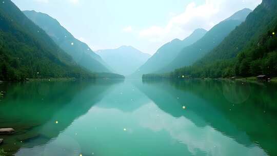 4k湖泊清澈映天地青山绿水共长谊大屏背景