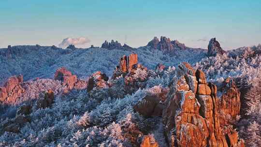 青岛雪景崂山雪景视频素材模板下载