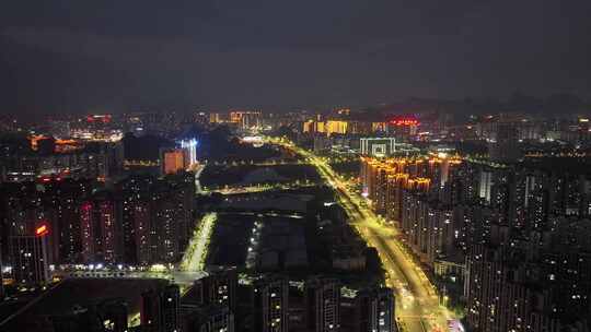 广西桂林临桂区夜景航拍视频素材模板下载