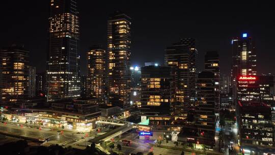 深圳南山区深圳湾夜景航拍