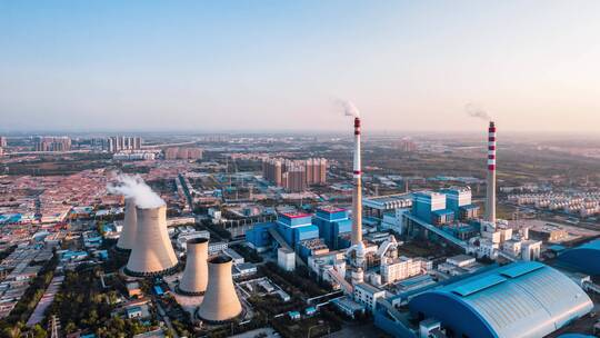 中国内蒙古呼和浩特燃煤火电厂航拍延时摄影