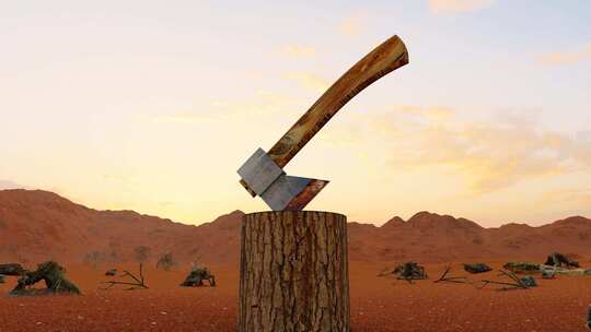 带有树桩的沙漠景观