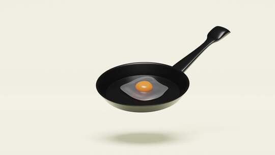 煎锅上煎蛋的3d动画