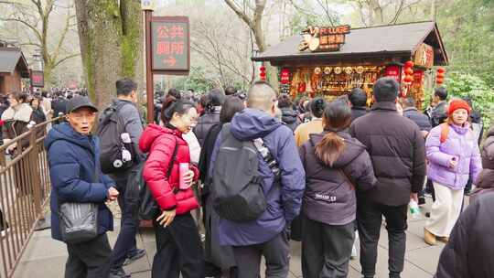 4k飞来峰灵隐寺售票处广场