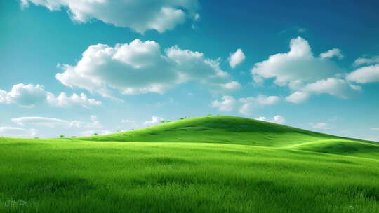 唯美蓝天白云和绿色草原