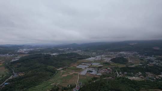 乡村田园农业种植农田大棚秋收农村航拍