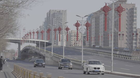 新年城市街道 过年热闹街道 街道灯笼