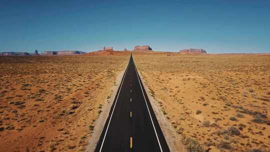 沙漠戈壁中公路人生道路自然风景