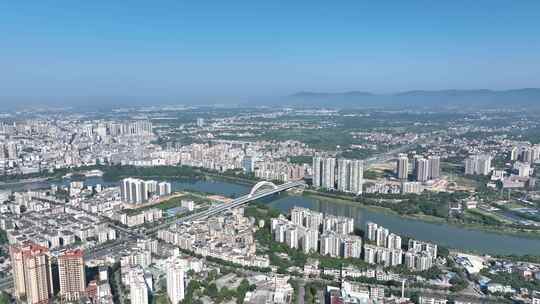 广州从化区航拍从化大桥流溪河城市建筑风光