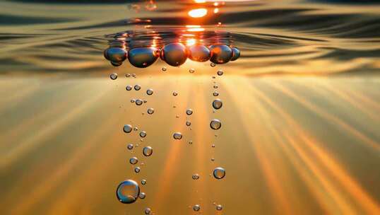 水面下上升的气泡素材