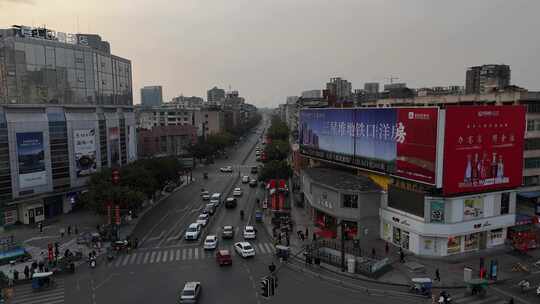 航拍广汉城市中轴线道路中山大道街景