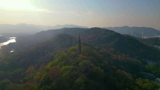 杭州西湖宝石山保俶塔航拍