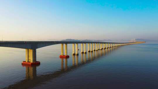 浙江舟山风光舟岱跨海大桥日出视频素材模板下载