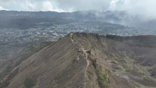 HDR印尼巴厘岛巴图尔火山航拍自然风光视频素材模板下载