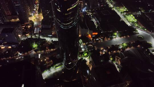 俯拍广州国际金融中心夜景