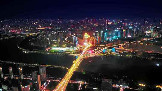 沈阳夜景 沈阳全景 浑河