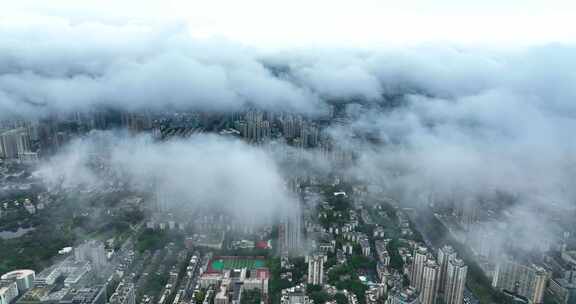 5K航拍雨后深圳高楼林立繁华都市全景