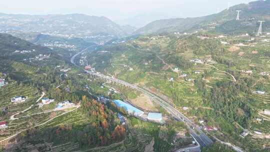 湖北省宜昌市秭归脐橙种植基地秋天航拍