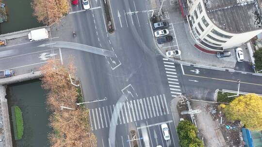 道路路口车流轨迹延时摄影航拍