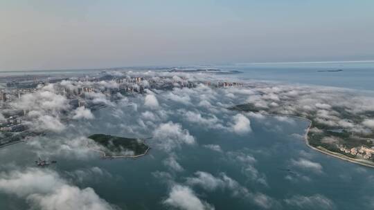 青岛西海岸平流雾壮观航拍