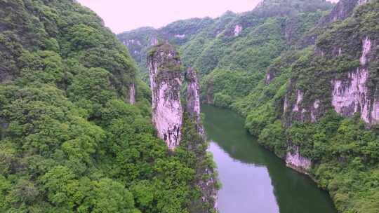 峡谷河流自然风光航拍